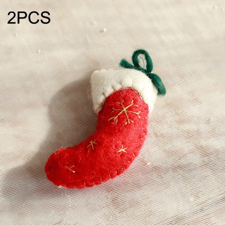 

2PCS Christmas Decorations Christmas Tree Wool Felt Small Pendant, Style: Boot (Red)