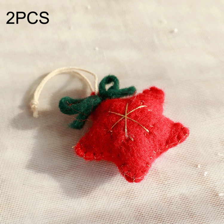 

2PCS Christmas Decorations Christmas Tree Wool Felt Small Pendant, Style: Five Star (Red)