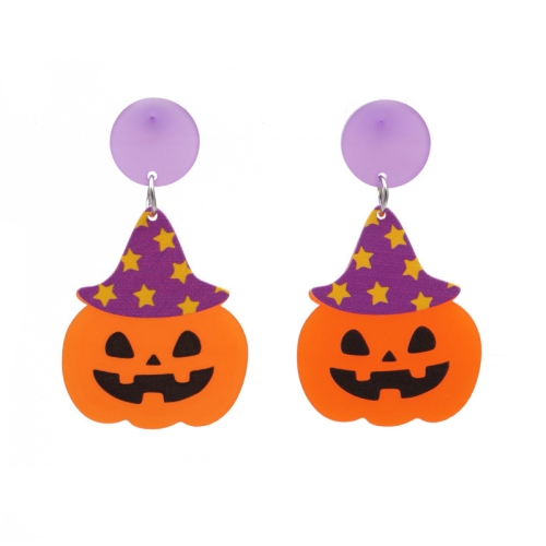 

4 Pairs Halloween Acrylic Earrings Personality Festive Jewelry, Style: E000165 Star Hat