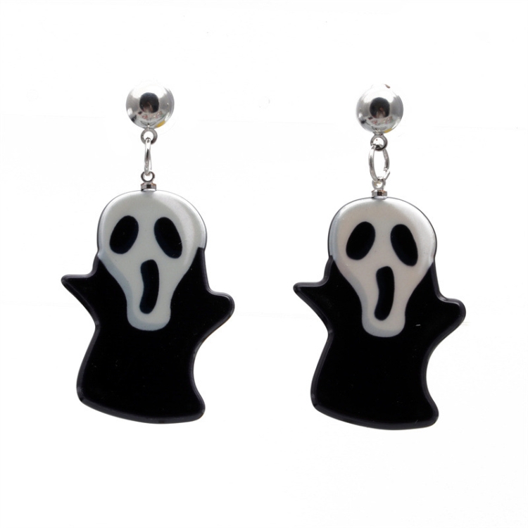 

4 Pairs Halloween Acrylic Earrings Personality Festive Jewelry, Style: E000171 Black Ghost