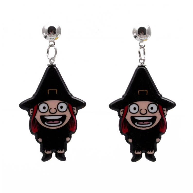 

4 Pairs Halloween Acrylic Earrings Personality Festive Jewelry, Style: E000172 Witch