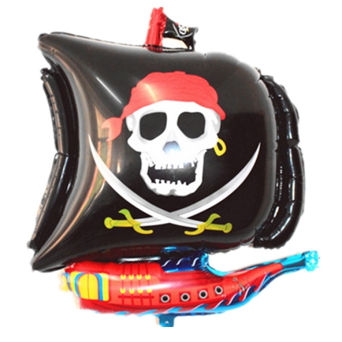 

5PCS Pirate Ship Balloon Cartoon Halloween Aluminum Film Balloon(Black)