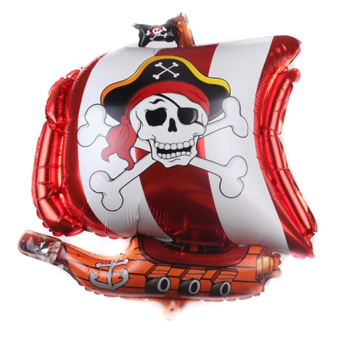 

5PCS Pirate Ship Balloon Cartoon Halloween Aluminum Film Balloon(Red)