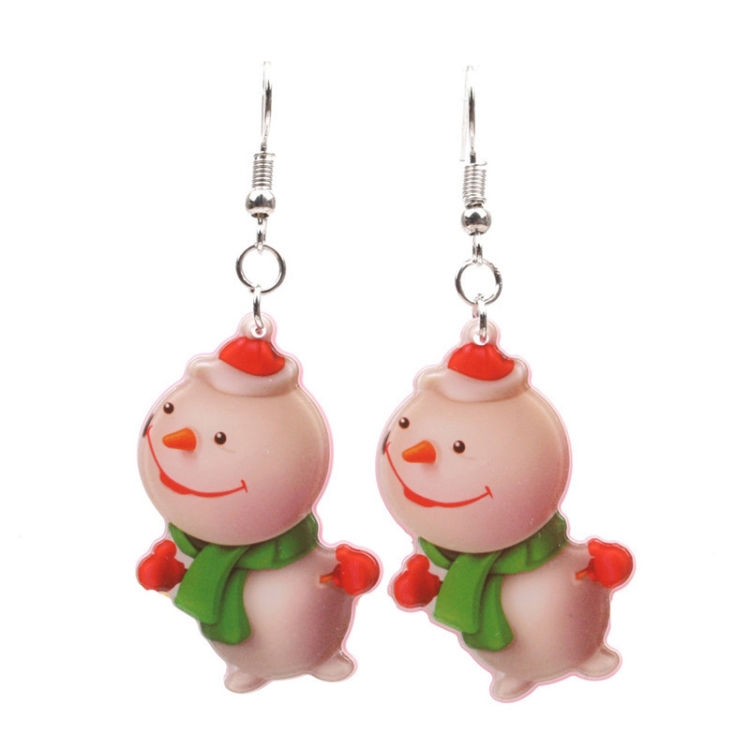 

4 Pairs Christmas Acrylic Snowman Earrings(Red)