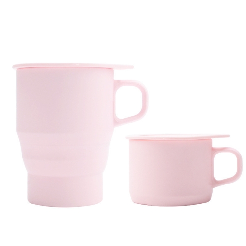 

350ML Silicone Folding Water Cup with Lid and Straw(Pink)