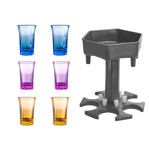 

Bar Party 6 Cups Hexagon Wine Dispenser Wine Pourer Gray+6 Colorful Cups