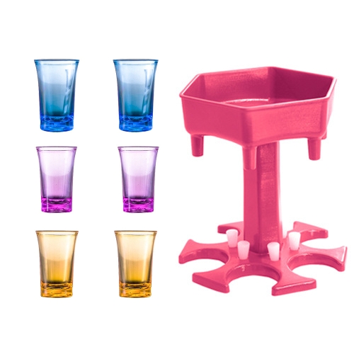 

Bar Party 6 Cups Hexagon Wine Dispenser Wine Pourer Pink+6 Colorful Cups