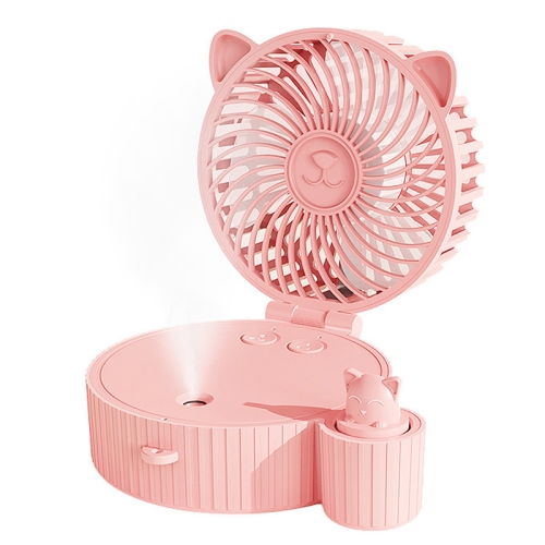 

Folding Mini USB Fan Student Colorful Night Light Spray Humidified Fan, Style: Regular Model (Pink)