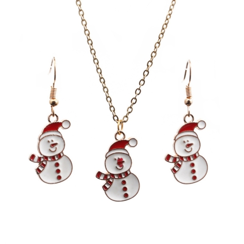 

2 Sets Christmas Gift Snowman Jewelry Alloy DIY Earrings Necklace Set(Earrings+Necklace)