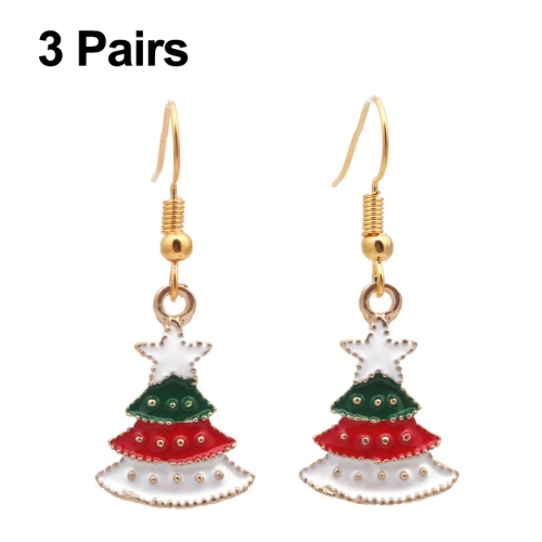 

3 Pairs Christmas Alloy Drip Oil Christmas Tree Earrings(Christmas Tree 1)