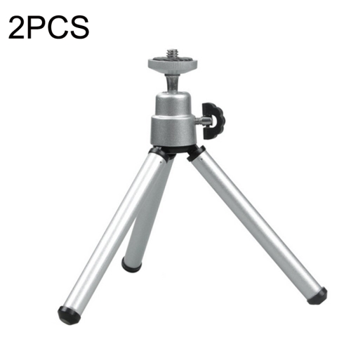 

2PCS Projector Phone Stand Desktop Portable Telescopic Mini Metal Tripod, Style: 2 Sections (Silver)