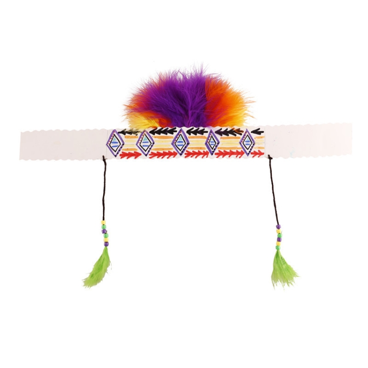 

5 PCS Thanksgiving Handmade DIY Turkey Hat, Pattern: Indian Feather Style 2