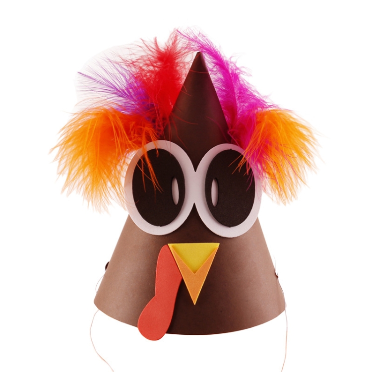 

5 PCS Thanksgiving Handmade DIY Turkey Hat, Pattern: Turkey Hat Style 1