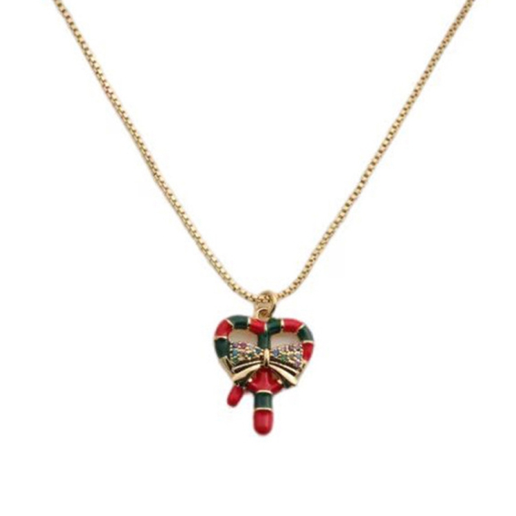 

Christmas Necklace Pendant Ornament Dripping Oil Bow Necklace(000822YS)