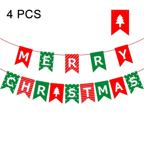 

4 PCS Christmas Paper Cartoon Pulling Flag Holiday Party Decorations, Model: HL-SDLQ21-023