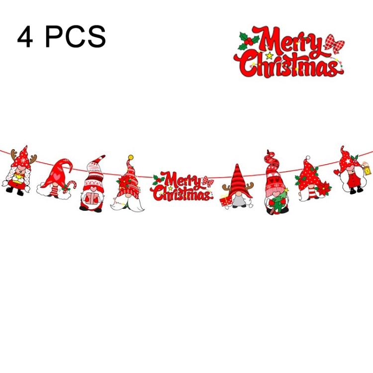 

4 PCS Christmas Paper Cartoon Pulling Flag Holiday Party Decorations, Model: HL-SDLQ21-025