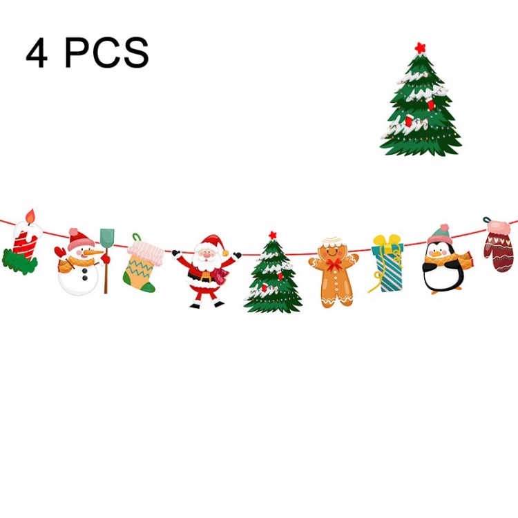 

4 PCS Christmas Paper Cartoon Pulling Flag Holiday Party Decorations, Model: HL-SDLQ21-026