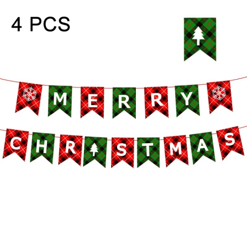 

4 PCS Christmas Paper Cartoon Pulling Flag Holiday Party Decorations, Model: HL-SDLQ21-028