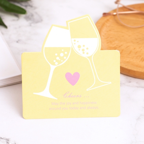 

100 PCS Three-dimensional Hollow Greeting Cards(Kiss Wine Glass)