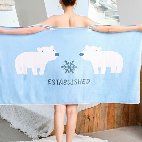 

CZ2022 Fiber Wearable Bath Towel Print Absorbent Bath Skirt Beach Towel(Polar Bear)