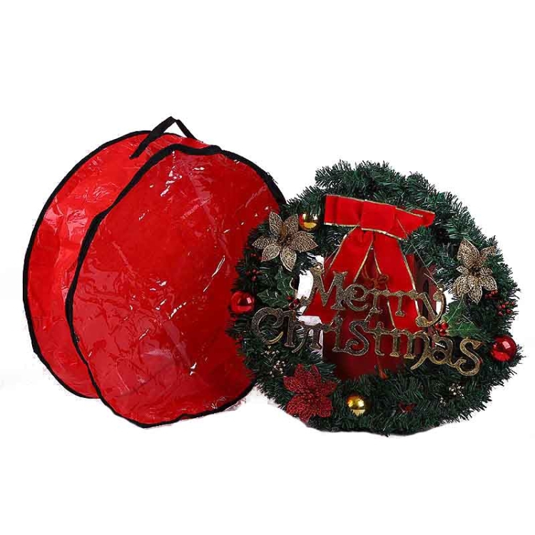 

PVC Transparent Round Christmas Wreath Storage Bag, Color: Red 20x61cm