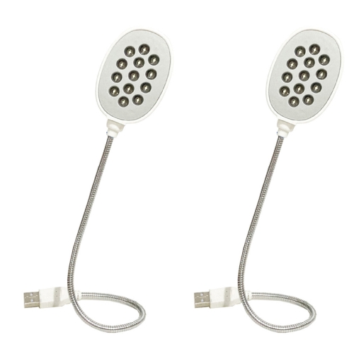 

2PCS 13LED Metal Hose Snake USB Light Eye Protection Notebook Keyboard Light(White)