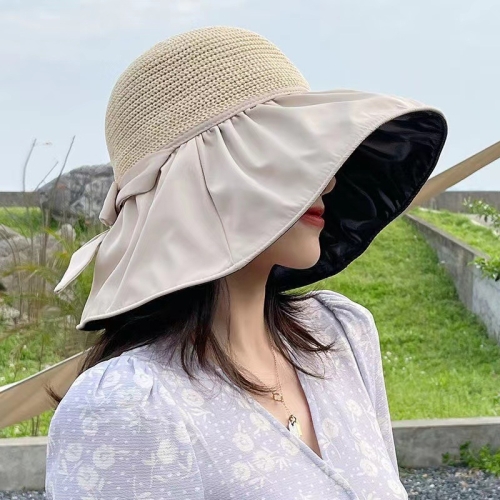 

Summer Vinyl-coated Stitching Sun Hat(Beige)