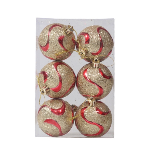 

6PCS 6cm Painted Christmas Ball Decoration Props(S -shaped Pattern)