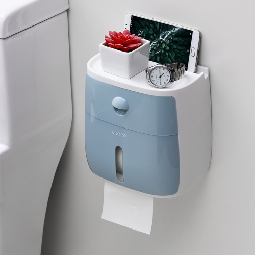 ECOCO E1804 Toilet Multifunctional Double-layers Tissue Rack(Blue+Blue)