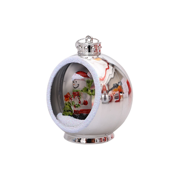 Colorful Lights Electroplating Christmas Ball Semicircle Luminous  Decorative Ball(Silver Snowman)