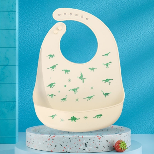 

Baby Oil Spray Waterproof Silicone Bib Ultra-thin Saliva Towel, Pattern: Dinosaur World