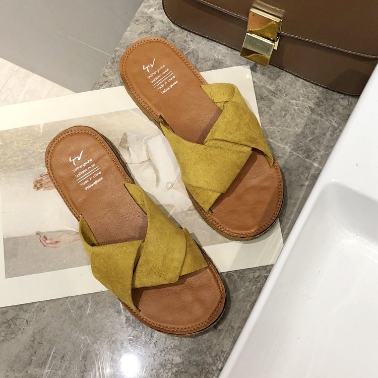 

Summer Ladies Outdoor Flat Slippers, Size: 35(Yellow)