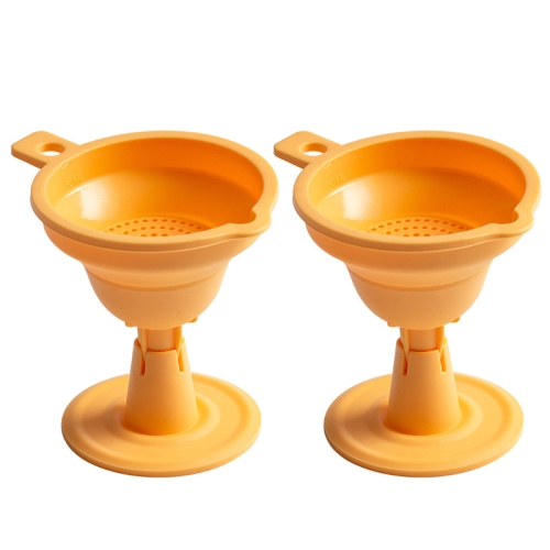 

2PCS Kitchen Home Multifunctional Mini Silicone Folding Funnel(Glazed Yellow)