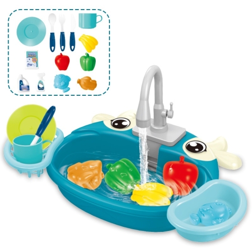

Children Kitchen Toys Electric Circulating Water Dishwasher, Color: Blue