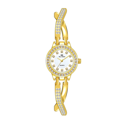 BS Bee Sister FA1531  Butterfly Cross Full Diamond Ladies Watch Bracelet Watches(Gold)