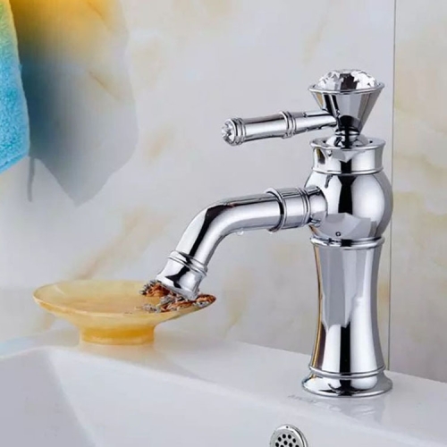 

All Bronze Bathroom Basin Hot And Cold Water Faucet, Style: Electroplated Short Model