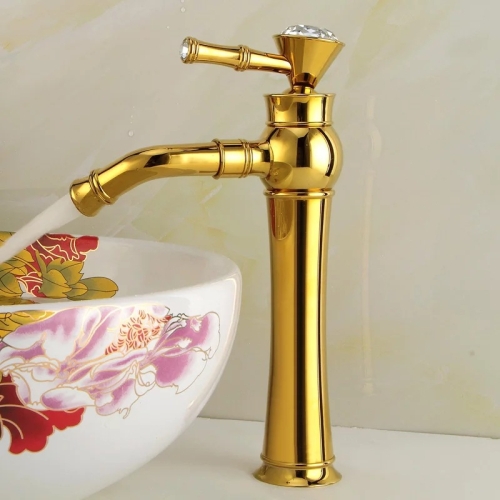 

All Bronze Bathroom Basin Hot And Cold Water Faucet, Style: Gold High Model