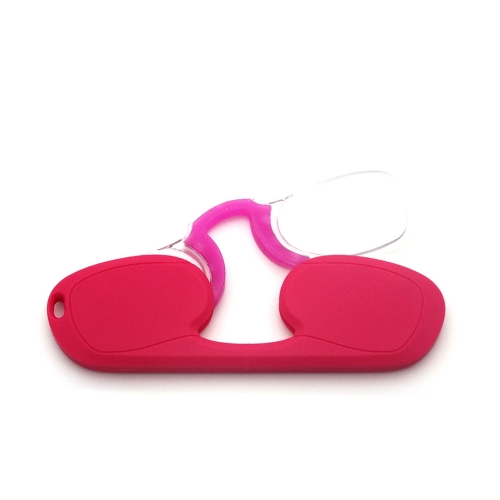 

Clip-nose Reading Glasses Portable Reading Mirror No Mirror Leg Glasses, Degree: +200(Rose Red)