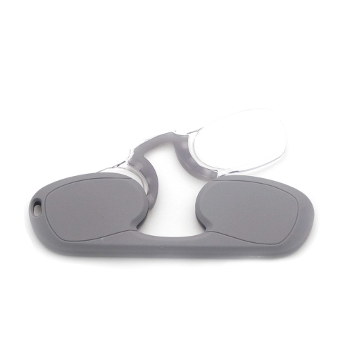 

Clip-nose Reading Glasses Portable Reading Mirror No Mirror Leg Glasses, Degree: +200(Grey)