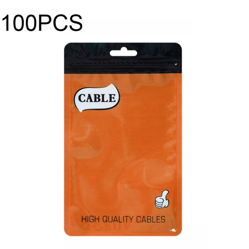 

100 PCS Thumb Type Data Cable Packaging Bag Thickened Plastic Ziplock Bag 11 x 18cm(Orange)