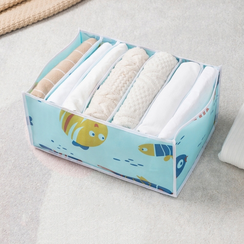 

Non-woven Clothing Sorting Storage Box Little Fish L 7 Grids