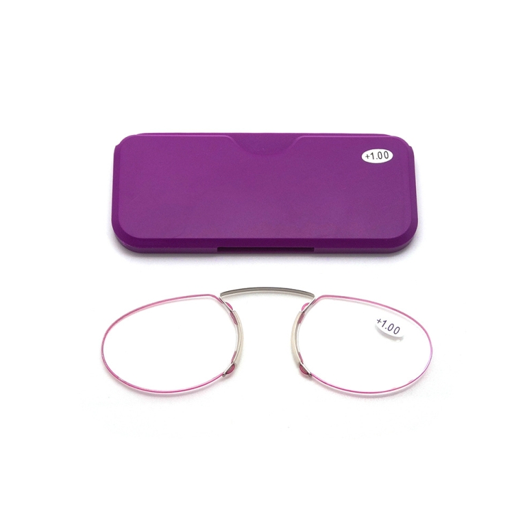 

Pince-nez Reading Glasses Frameless Magnifying Glasses, Degree: +300(Purple)