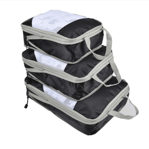 

3 PCS/Set Travel Waterproof Compression Clothes Storage Bag(Black With Net)