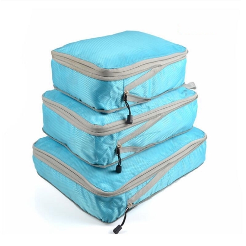 

3 PCS/Set Travel Waterproof Compression Clothes Storage Bag(Blue Without Net)