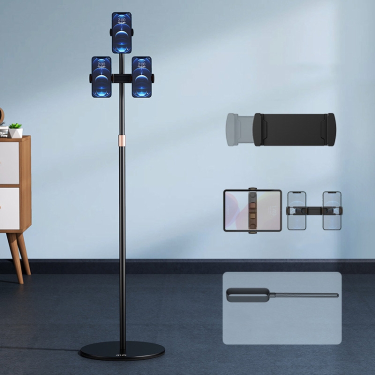 

SSKY B08 Floor Lift Mobile Phone Live Metal Bracket, Spec: Three+Hanging Strap