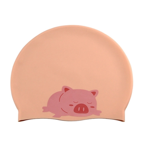 

Hy08 Cute Cartoon Print Silicone Swimming Cap, Spec: Pink Pig