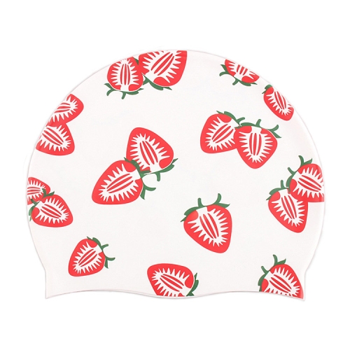 

Hy08 Cute Cartoon Print Silicone Swimming Cap, Spec: Strawberry