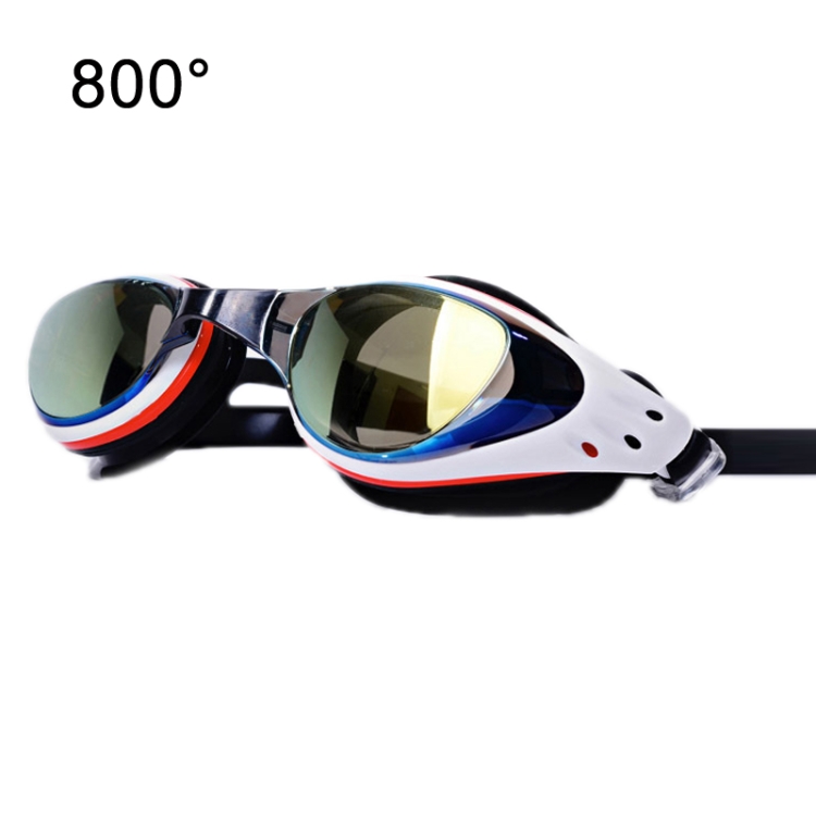 

WAVE Electroplating HD Anti-fog Myopia Swimming Glasses, Color: Blue Black 800 Degree