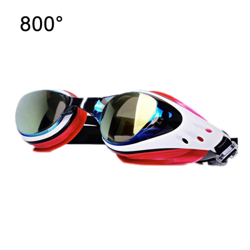 

WAVE Electroplating HD Anti-fog Myopia Swimming Glasses, Color: Blue Red 800 Degree