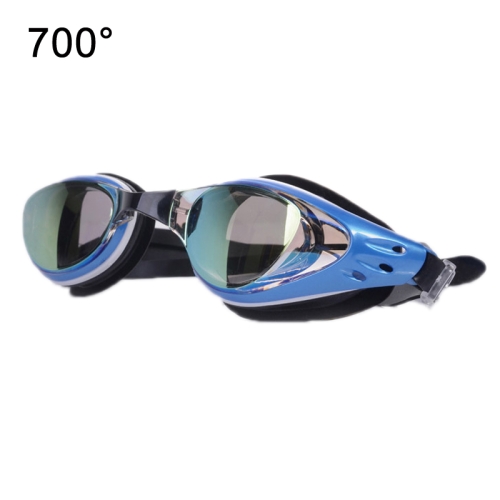 WAVE Electroplating HD Anti-fog Myopia Swimming Glasses, Color: Golden Blue 700 Degree